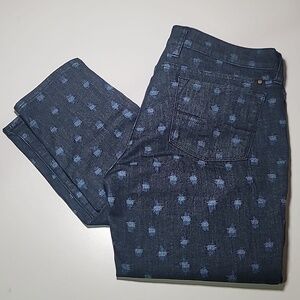 LUCKY BRAND Charlie Skinny Denim Dark Wash Unique Printed Mid Rise